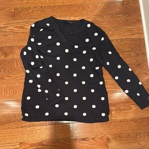 Tommy Hilfiger Navy V-Neck Sweatshirt with White Polka Dots